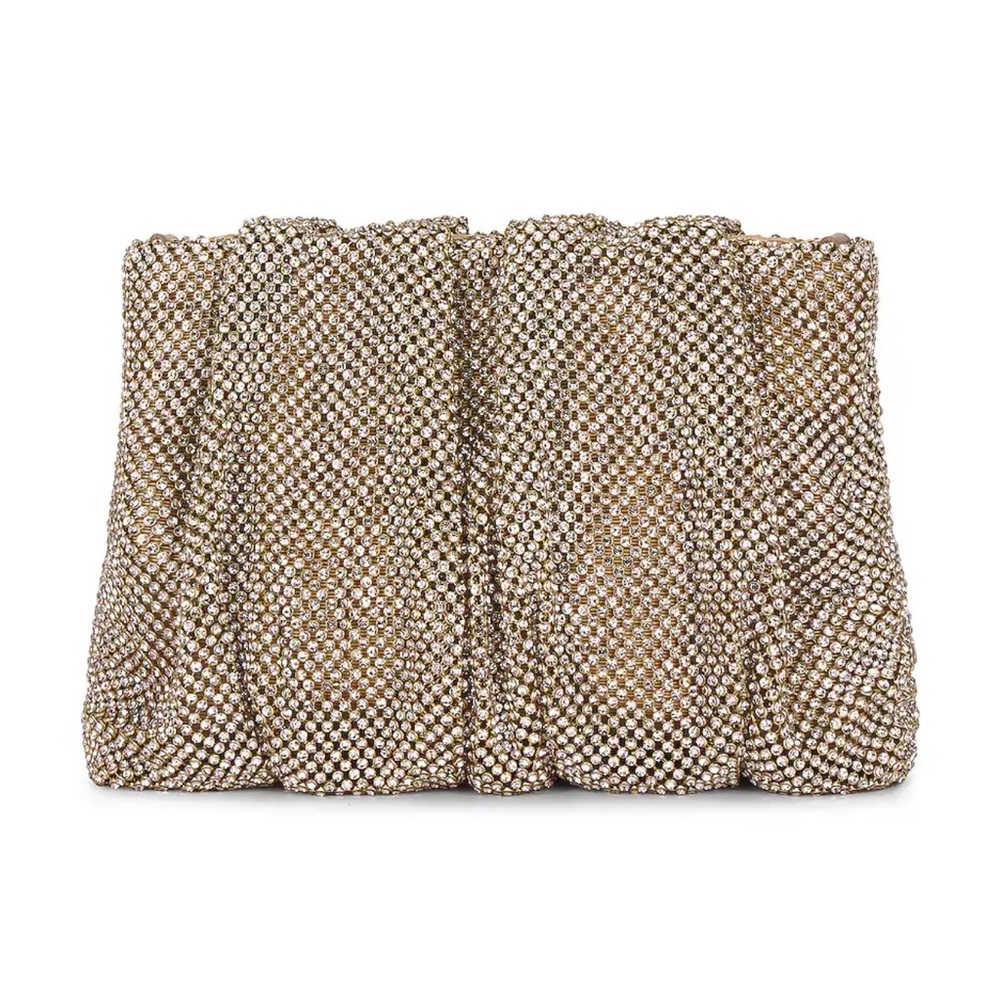 Loeffler Randall Crystal Gathered Flat Clutch in Gold